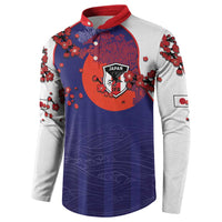 Custom Japan Football Button Sweatshirt Minimalist Floral Great Wave Ukiyo-e Style
