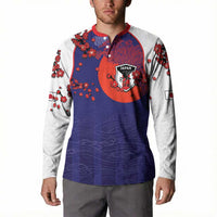 Custom Japan Football Button Sweatshirt Minimalist Floral Great Wave Ukiyo-e Style