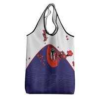 Japan Football Grocery Bag Minimalist Floral Great Wave Ukiyo-e Style