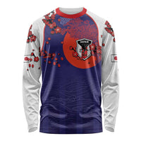 Custom Japan Football Long Sleeve Shirt Minimalist Floral Great Wave Ukiyo-e Style