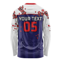 Custom Japan Football Long Sleeve Shirt Minimalist Floral Great Wave Ukiyo-e Style
