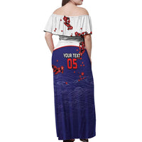 Custom Japan Football Off Shoulder Maxi Dress Minimalist Floral Great Wave Ukiyo-e Style