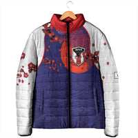 Custom Japan Football Padded Jacket Minimalist Floral Great Wave Ukiyo-e Style