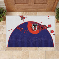 Japan Football Rubber Doormat Minimalist Floral Great Wave Ukiyo-e Style