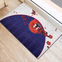 Japan Football Rubber Doormat Minimalist Floral Great Wave Ukiyo-e Style