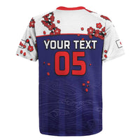 Custom Japan Football Rugby Jersey Minimalist Floral Great Wave Ukiyo-e Style