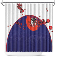 Japan Football Shower Curtain Minimalist Floral Great Wave Ukiyo-e Style