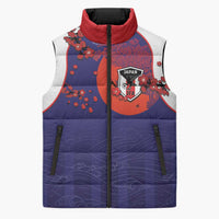 Custom Japan Football Sleeveless Puffer Jacket Minimalist Floral Great Wave Ukiyo-e Style