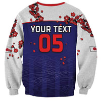 Custom Japan Football Sweatshirt Minimalist Floral Great Wave Ukiyo-e Style