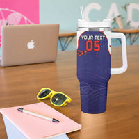 Custom Japan Football Tumbler With Handle Minimalist Floral Great Wave Ukiyo-e Style