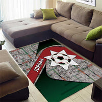 Jordan Football Area Rug Jordanian National Flag Colors Retro Glitch Art