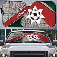 Jordan Football Auto Sun Shade Jordanian National Flag Colors Retro Glitch Art