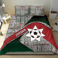 Jordan Football Bedding Set Jordanian National Flag Colors Retro Glitch Art