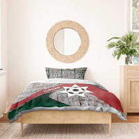 Jordan Football Bedding Set Jordanian National Flag Colors Retro Glitch Art