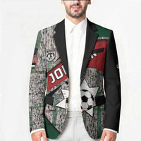 Custom Jordan Football Blazer Jordanian National Flag Colors Retro Glitch Art