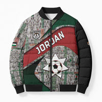 Custom Jordan Football Bomber Puffer Jacket Jordanian National Flag Colors Retro Glitch Art