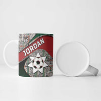 Custom Jordan Football Ceramic Mug Jordanian National Flag Colors Retro Glitch Art