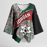 Custom Jordan Football Kimono Sleeve Blouse Jordanian National Flag Colors Retro Glitch Art