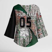 Custom Jordan Football Kimono Sleeve Blouse Jordanian National Flag Colors Retro Glitch Art