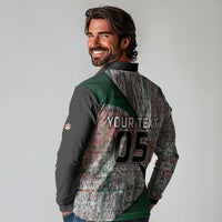 Custom Jordan Football Long Sleeve Polo Shirt Jordanian National Flag Colors Retro Glitch Art