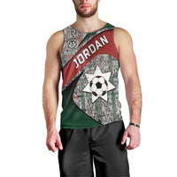 Custom Jordan Football Men Tank Top Jordanian National Flag Colors Retro Glitch Art