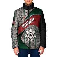 Custom Jordan Football Padded Jacket Jordanian National Flag Colors Retro Glitch Art