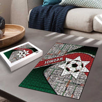 Jordan Football Puzzle Jordanian National Flag Colors Retro Glitch Art