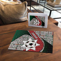 Jordan Football Puzzle Jordanian National Flag Colors Retro Glitch Art