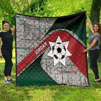 Jordan Football Quilt Jordanian National Flag Colors Retro Glitch Art