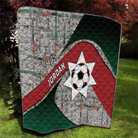 Jordan Football Quilt Jordanian National Flag Colors Retro Glitch Art