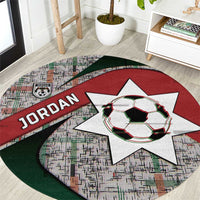 Jordan Football Round Carpet Jordanian National Flag Colors Retro Glitch Art