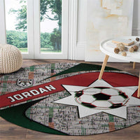 Jordan Football Round Carpet Jordanian National Flag Colors Retro Glitch Art