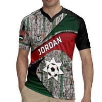 Custom Jordan Football Rugby Jersey Jordanian National Flag Colors Retro Glitch Art