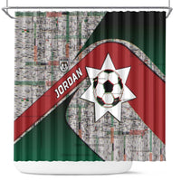Jordan Football Shower Curtain Jordanian National Flag Colors Retro Glitch Art