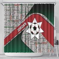 Jordan Football Shower Curtain Jordanian National Flag Colors Retro Glitch Art
