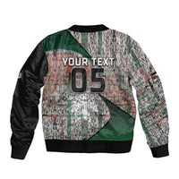 Custom Jordan Football Sleeve Zip Bomber Jacket Jordanian National Flag Colors Retro Glitch Art