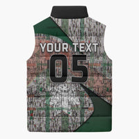 Custom Jordan Football Sleeveless Puffer Jacket Jordanian National Flag Colors Retro Glitch Art