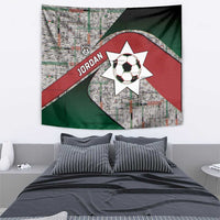 Jordan Football Tapestry Jordanian National Flag Colors Retro Glitch Art