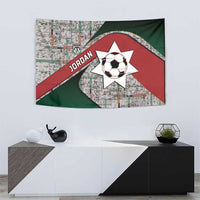 Jordan Football Tapestry Jordanian National Flag Colors Retro Glitch Art