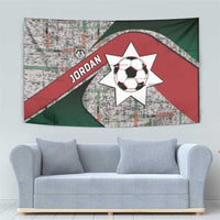 Jordan Football Tapestry Jordanian National Flag Colors Retro Glitch Art