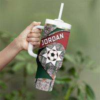 Custom Jordan Football Tumbler With Handle Jordanian National Flag Colors Retro Glitch Art