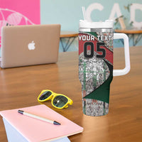 Custom Jordan Football Tumbler With Handle Jordanian National Flag Colors Retro Glitch Art