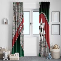 Jordan Football Window Curtain Jordanian National Flag Colors Retro Glitch Art