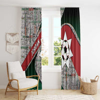 Jordan Football Window Curtain Jordanian National Flag Colors Retro Glitch Art