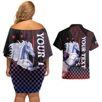 Personalized Slovenia Couples Matching Off Shoulder Short Dress and Hawaiian Shirt The Lipizzaner Horse - Wonder Print Shop