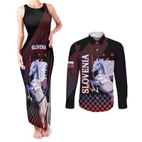 Personalized Slovenia Couples Matching Tank Maxi Dress and Long Sleeve Button Shirt The Lipizzaner Horse - Wonder Print Shop