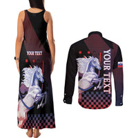 Personalized Slovenia Couples Matching Tank Maxi Dress and Long Sleeve Button Shirt The Lipizzaner Horse - Wonder Print Shop