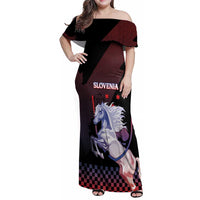 Personalized Slovenia Family Matching Off Shoulder Maxi Dress and Hawaiian Shirt The Lipizzaner Horse - Wonder Print Shop
