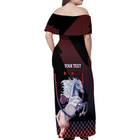 Personalized Slovenia Family Matching Off Shoulder Maxi Dress and Hawaiian Shirt The Lipizzaner Horse - Wonder Print Shop