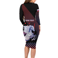 Personalized Slovenia Long Sleeve Bodycon Dress The Lipizzaner Horse - Wonder Print Shop